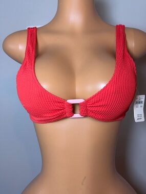 aerie Textured Bikini Top with Ring Detail